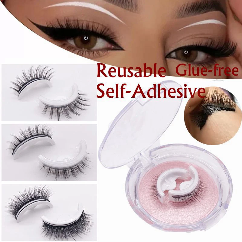 

1Pair Reusable Self-adhesive False Eyelashes 3D Mink Lashes Glue-free Eyelash Extension 3 Seconds To Wear No Glue Needed Lashes