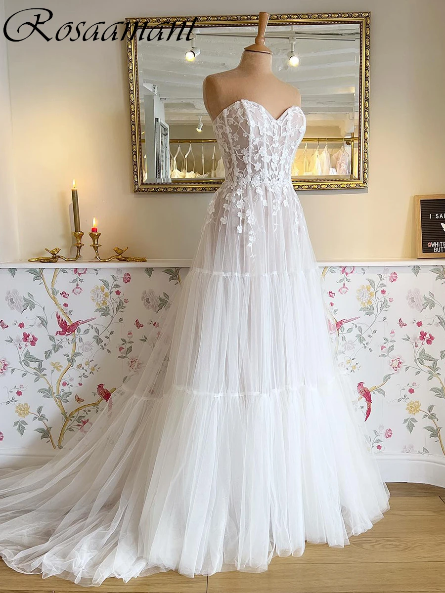 

Свадебные платья-трапеции с цветочной аппликацией, кружевные свадебные платья без рукавов в несколько рядов, платье для невесты