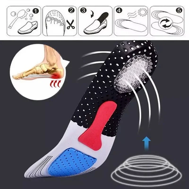 Unisex Silicone Sport Insoles Orthotic Arch Support Sport Shoe Pad Running Gel Insoles Insert Cushion for Walking,Running Hiking