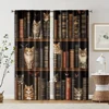 2pcs, Minimalist Curtains 2D print The story of the cat and the book Machine Washable Polyester (without rod) Art Deco Festive 2