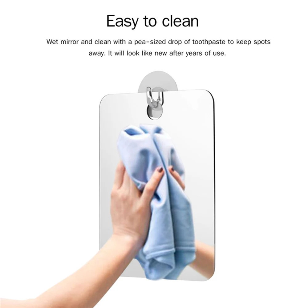 1pcs Acrylic Mirror With Wall Suction Shower Mirror For Man Shaving Women Makeup Portable Travel Bathroom Accessories 13*17cm 3