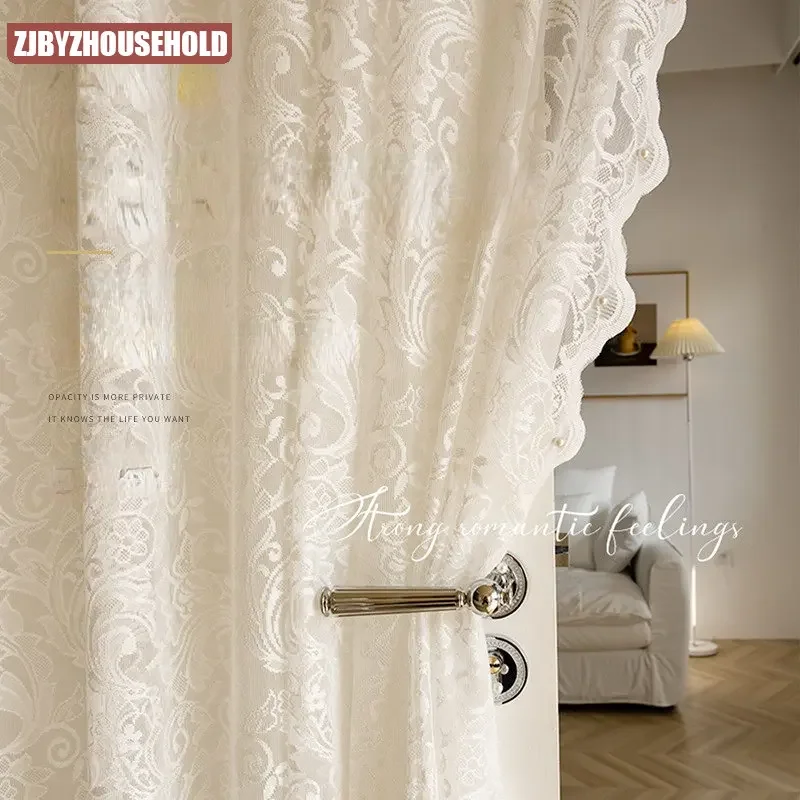 Rideaux Français Rétro Double Couche Dentelle - Pour Salon Ou Chambre
