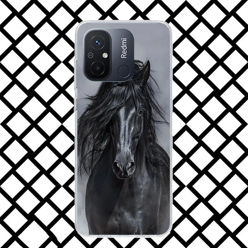 Elegant Black Horse Soft Phone Case - Animal Design Protective Cover