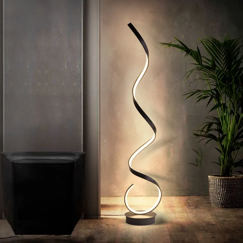 

Modern minimalist bedroom floor lamp luxury art spiral LED remote dimming living room sofa background decorative lighting