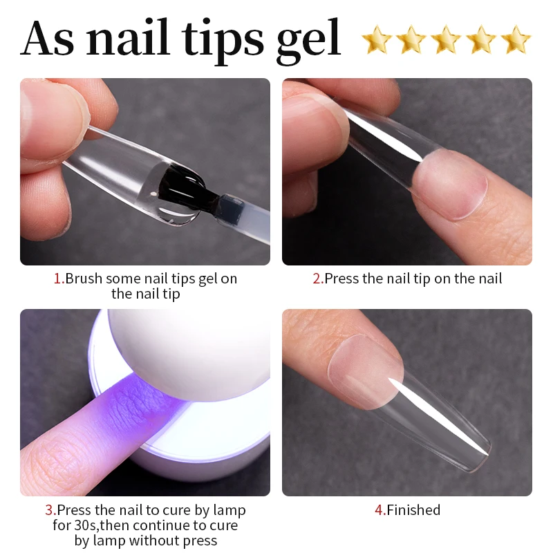 15ML Nail Tips Glue Gel For Falses Nail Tips Fast Extension 3 IN 1 Function Nails Art Transparent Gel Polish Soak Off UV