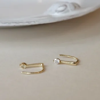 Original Silver 925 14K Gold simple Hook Earrings For Woman Piercing Wedding Luxury Elegant Jewelry