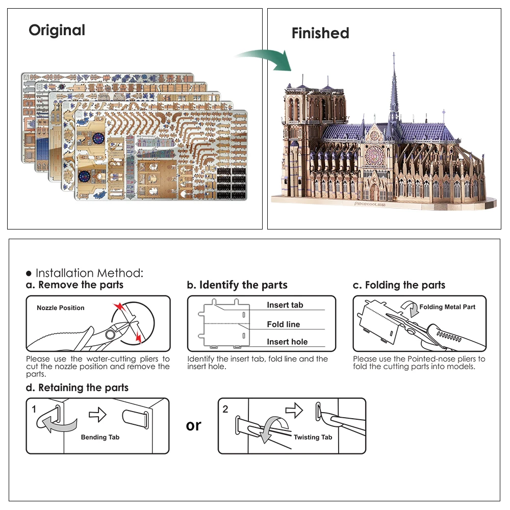 !Ecool puzzle in metallo 3D puzzle, cattedrale di Notre Dame parigi kit di costruzione di modelli fai-da-te giocattoli per adulti regali di compleanno