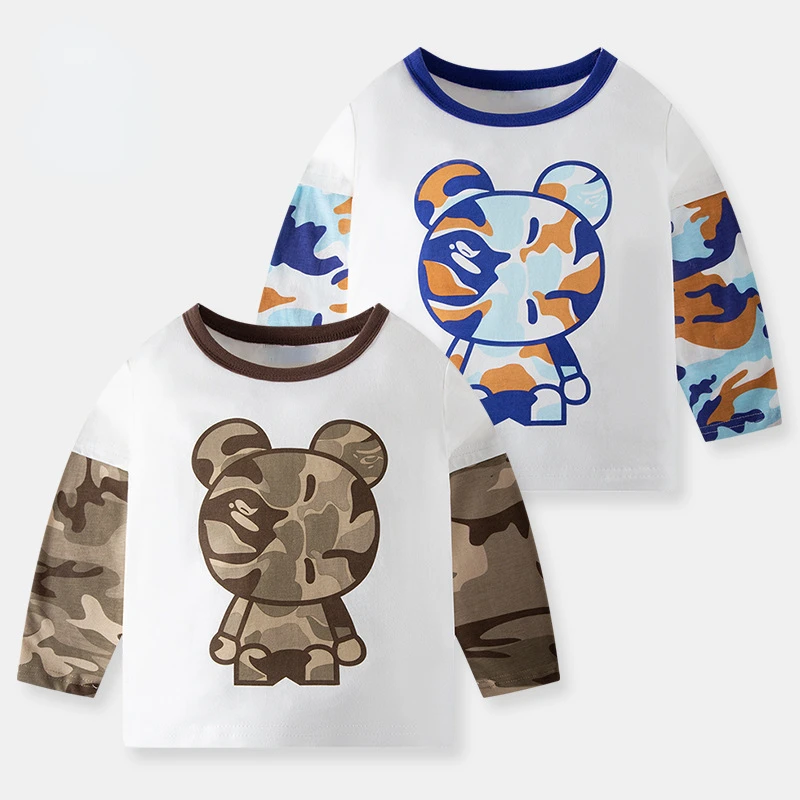 

Baby Girls Boys Camouflage T-shirt Kids Long Sleeve Top Tees Toddler Cartoon Cotton Shirts 2024 Spring Autumn Children's Clothes