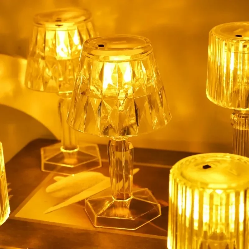 LED Portable Night Lights Acrylic Crystal Light Bedroom Decoration Nightlight Kids Gift for Home Wedding Xmas Festival Decor