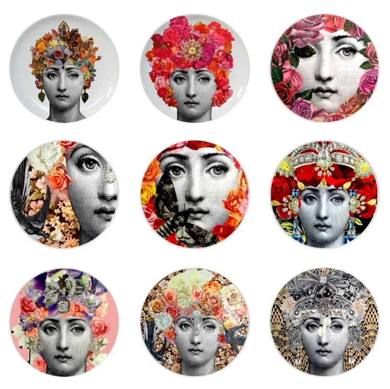 

Flower Fairy Ceramic Decorative Plates Wall-Mounted Plate Nordic Face Decoration Bar Villa Wall Pendant Art Decoration