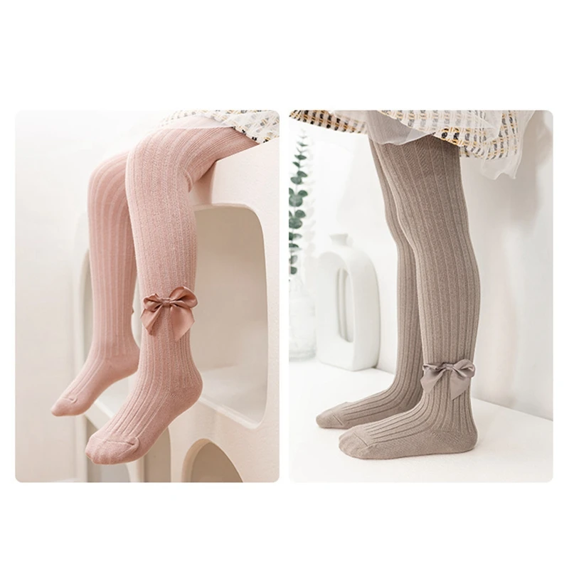 Bowknot Tights Girls Spring Fall Knitted Cotton High Waist Pantyhose Baby Girl Toddler kids pantyhose ballet tights solid color pantyhose toddler tights kids leggings
