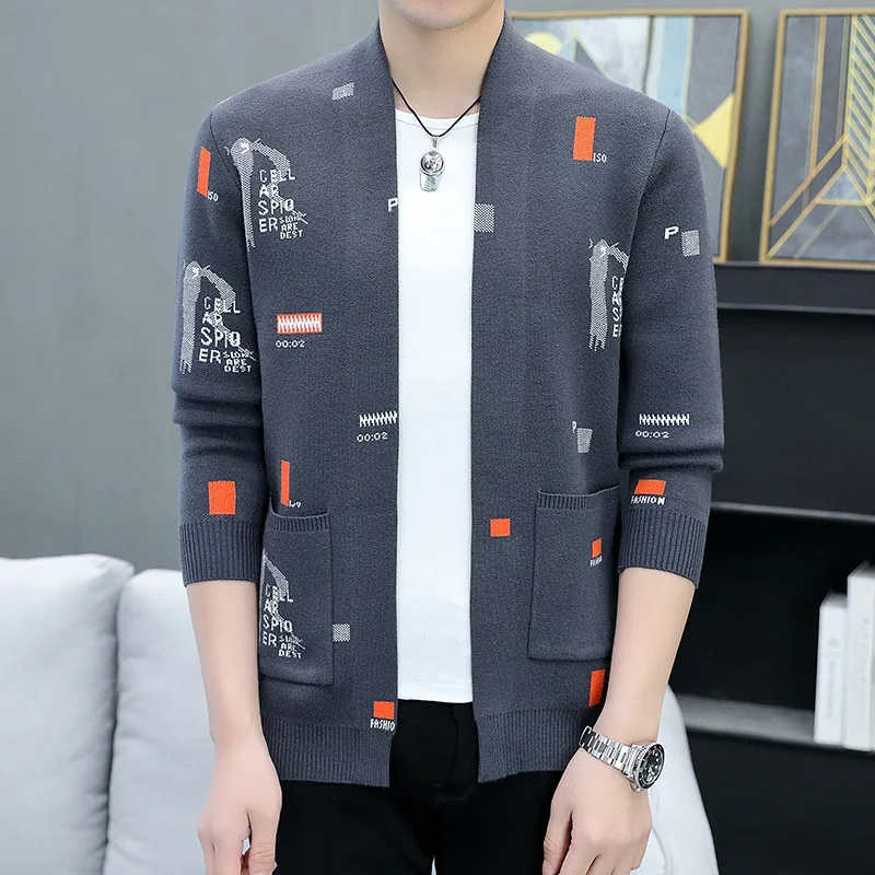 Autumn New Cardigan Sweater Men's Korean-Style Slim-Fitting Simple Fashionable All-Match Sweater Jacket Trendy 2021 korean version of loose all match knitted jacket sweater women