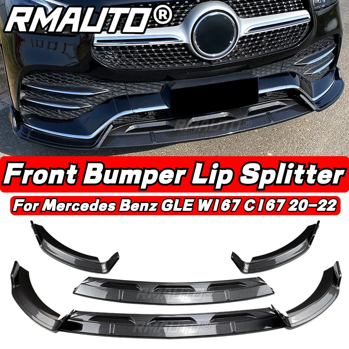 

Carbon Fiber Car Front Bumper Lip Splitter Spoiler Diffuser For Mercedes Benz W167 C167 GLE350 GLE450 AMG 2020-2022 Body Kit