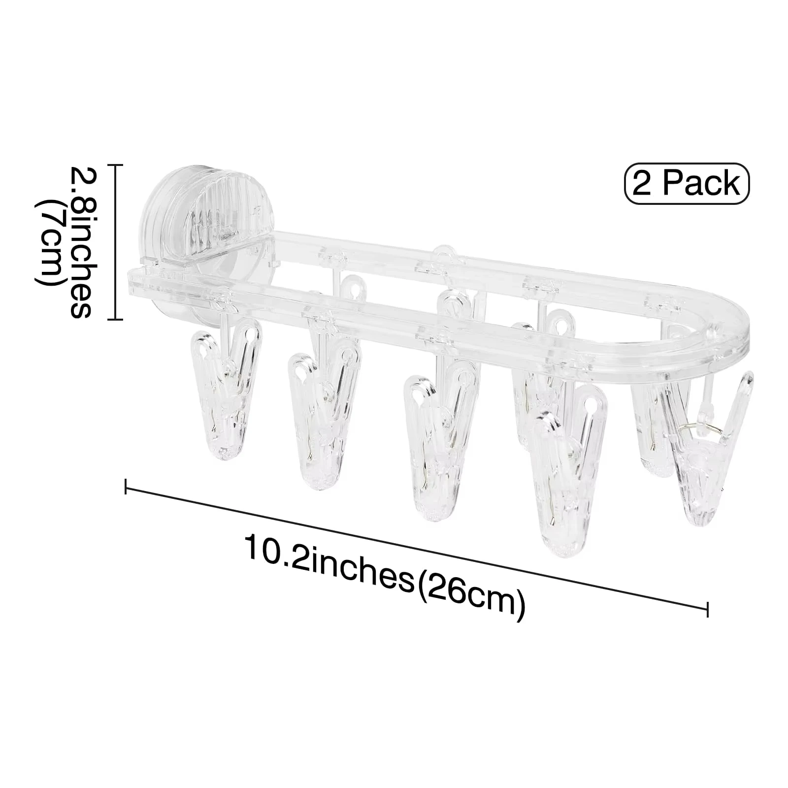 Clothes Drying Rack Laundry Foldable Drip Hanger with 9 Clips, Wall Mounted Suction Cup Clothespins for Socks Gloves Towels 4