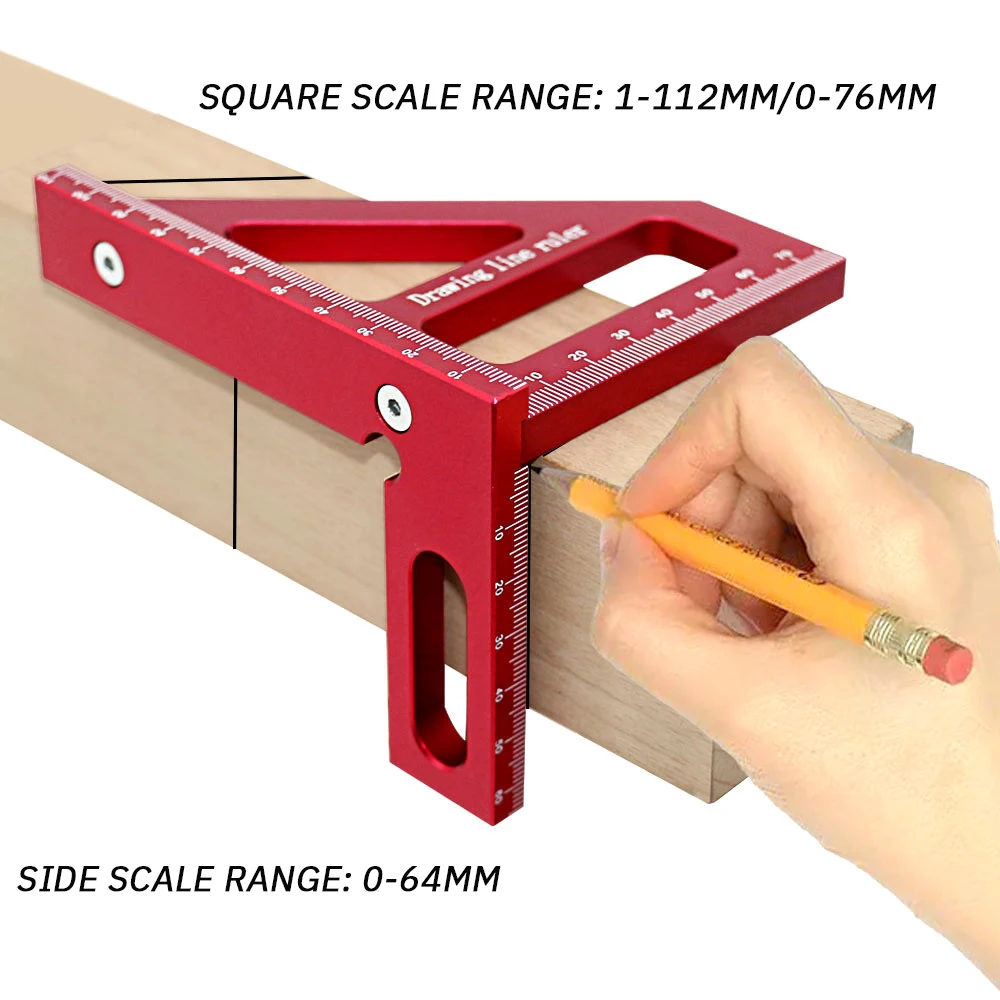 Aluminum Alloy Woodworking Square Protractor, High-Precision Miter Ruler for Engineer/Carpenter, Angle Measuring & Layout Tool