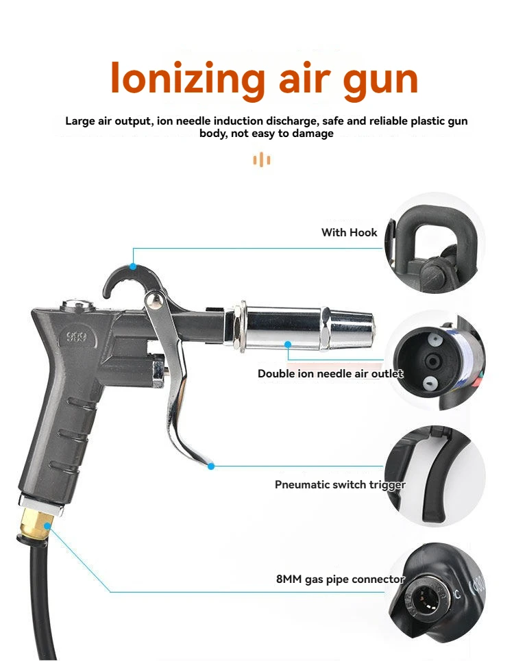 New Static Ion Air Gun Industrial Dust Removal Static Eliminator Handheld Electr
