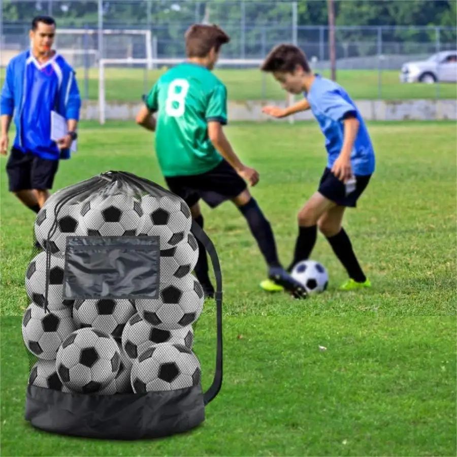 Large mesh sports bag with shoulder straps drawstring bag for storing basketball volleyball baseball and swimming equipment