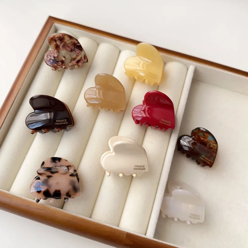 Fashion Acetic Acid Love Heart Hair Claw Y2K Side Clip Mini Hair Claw Headwear Hair Accessories Acetate Hair Clips Party