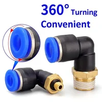 20/50/100PCS Pneumatic Air Connector PL 4mm 6 8 10 12mm Thread 1/8 1/4" 3/8" 1/2" Trachea Elbow Air Fittings Hose Quick Conector 3
