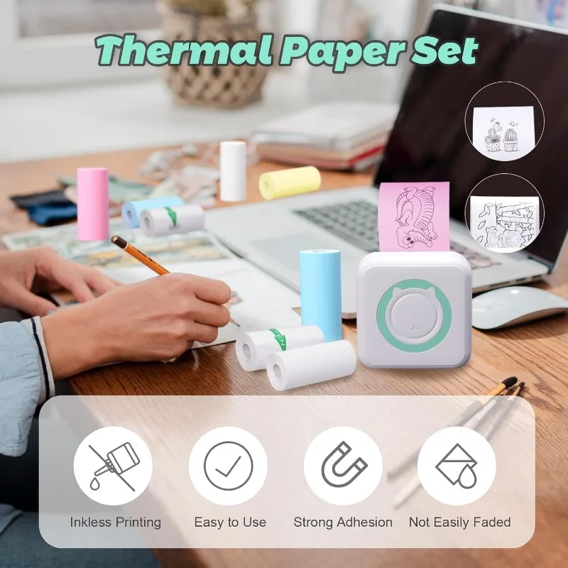 Thermal Paper for Pocket Thermal Printer Thermal Sticker Colored White Paper Stickers Gift for Halloween Christmas Sticky Notes