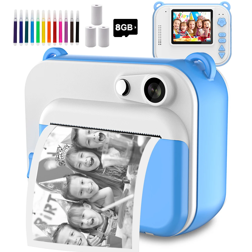 Cámara de impresión instantánea para niños Mini impresora térmica portátil  Cámara fotográfica para niños de tinta cero con visor para niñas Regalo  para niños