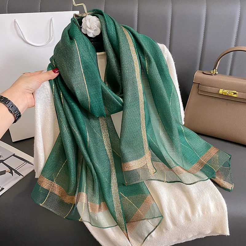 2024 Solid Silk wool scarf for Women Shawls Scarves Summer Lady Hijab Winter Fashion Warm Long Bandana Foulard Pashmina Poncho 3