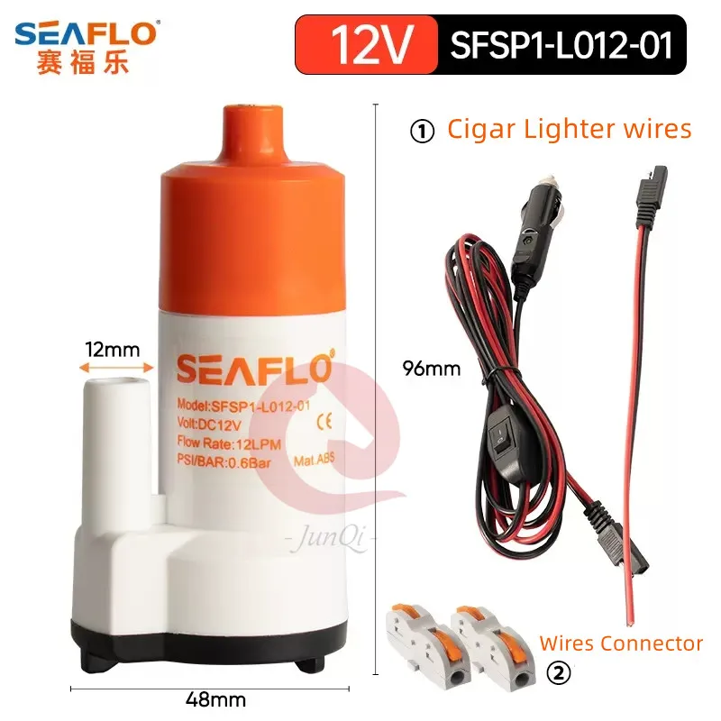 

Погружной насос SEAFLO, 12 В, низкое напряжение, 12 лм/мин, 0,6 бар, портативный водяной насос с зажимом для аккумулятора и прикуривателем, для жидкости на колесах