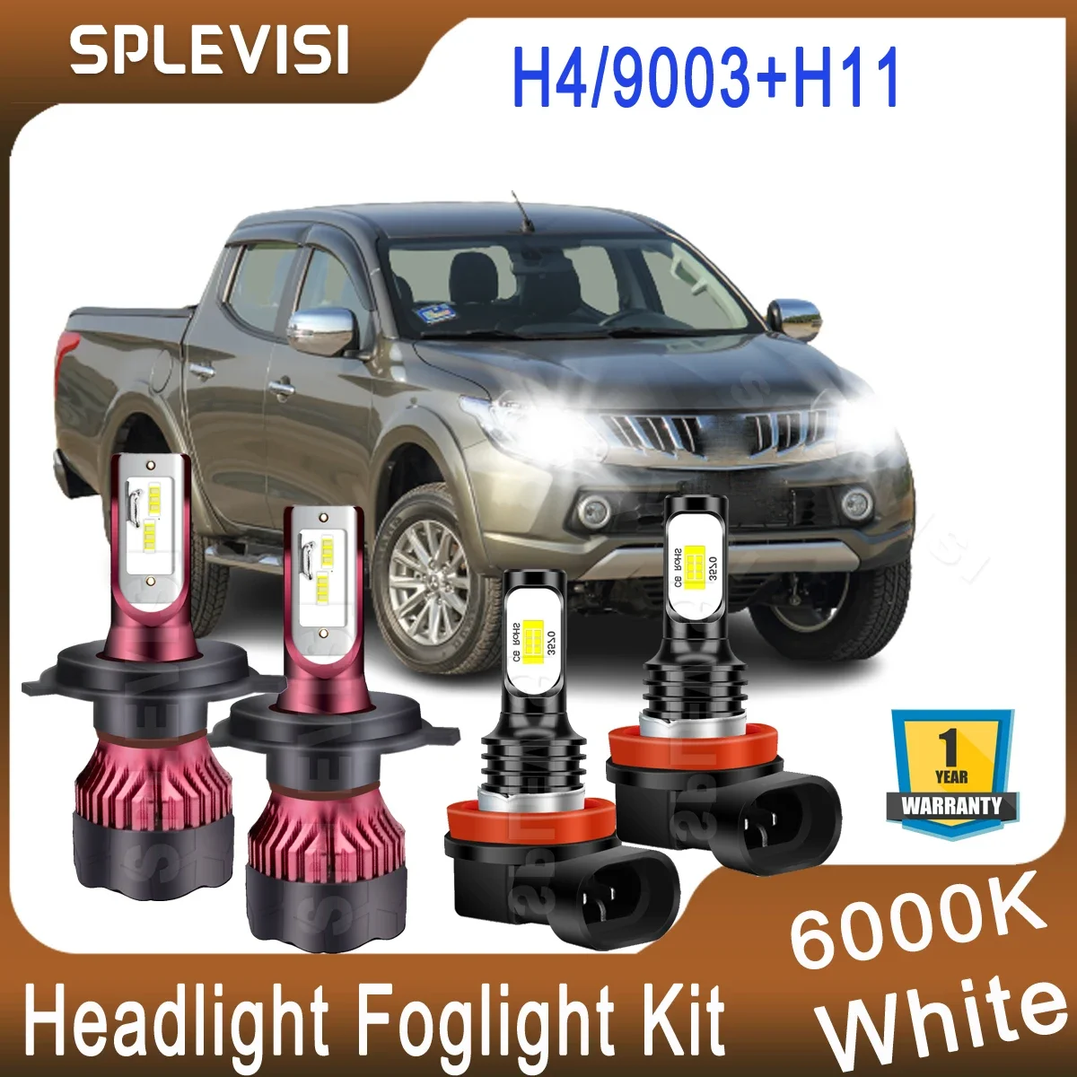 

For Mitsubishi Triton 2013 2014 2015/Montero 2001 2002 2003 2004 2005 2006 LED Headlight Hi Low Beam Foglight Kit 9003/H4+H11