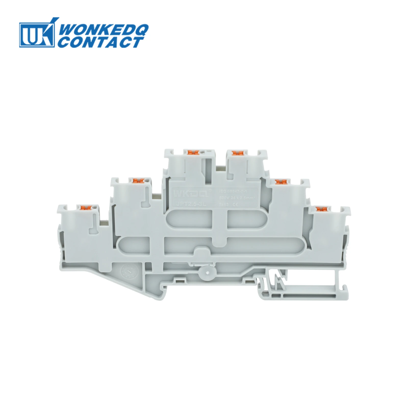 PT2.5-3L Push-in Wiring Connector 10Pcs Triple 3 Level 2.5 mm&sup2; Cable 2.5mm Electrical Cable Din Rail Terminal Block