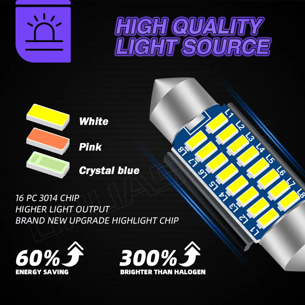 UHUASENG Ʈũ  ȣ ڵ ȣ , LED C5W C10W , 31mm 佺 ׸ , 28mm, 31mm, 36mm, 39mm, 41mm, 2 