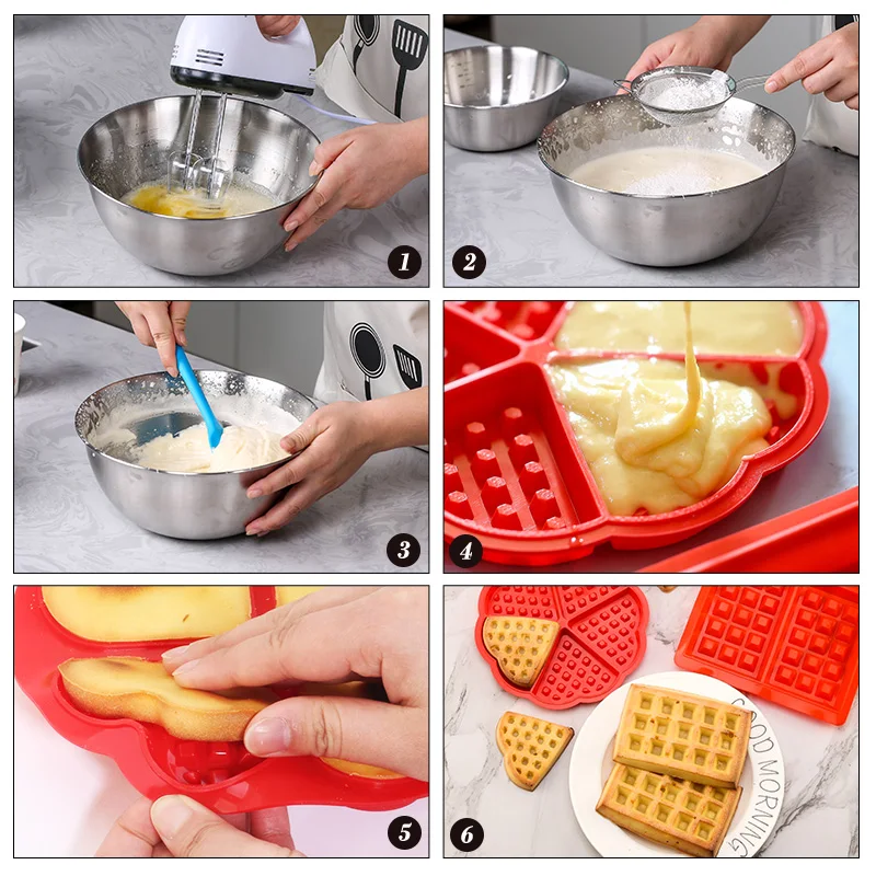  Silicone Molds for Baking, 5Pcs Mini Waffle Mold, Mini