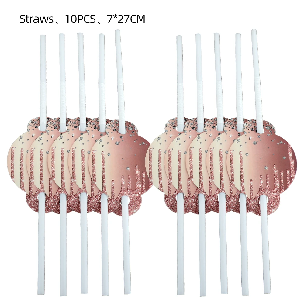 Rose Gold Bronzing Party Disposable Cutlery Set Paper Plate Birthday Wedding Bridal Shower Baby Decorative Supplies