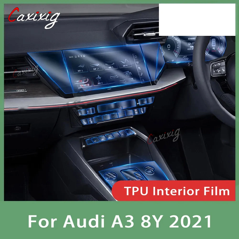 For Audi A3 8Y 2021 Car Interior Center Console Transparent TPU Protective  Film Anti-scratch Repair film Accessories LHD RHD