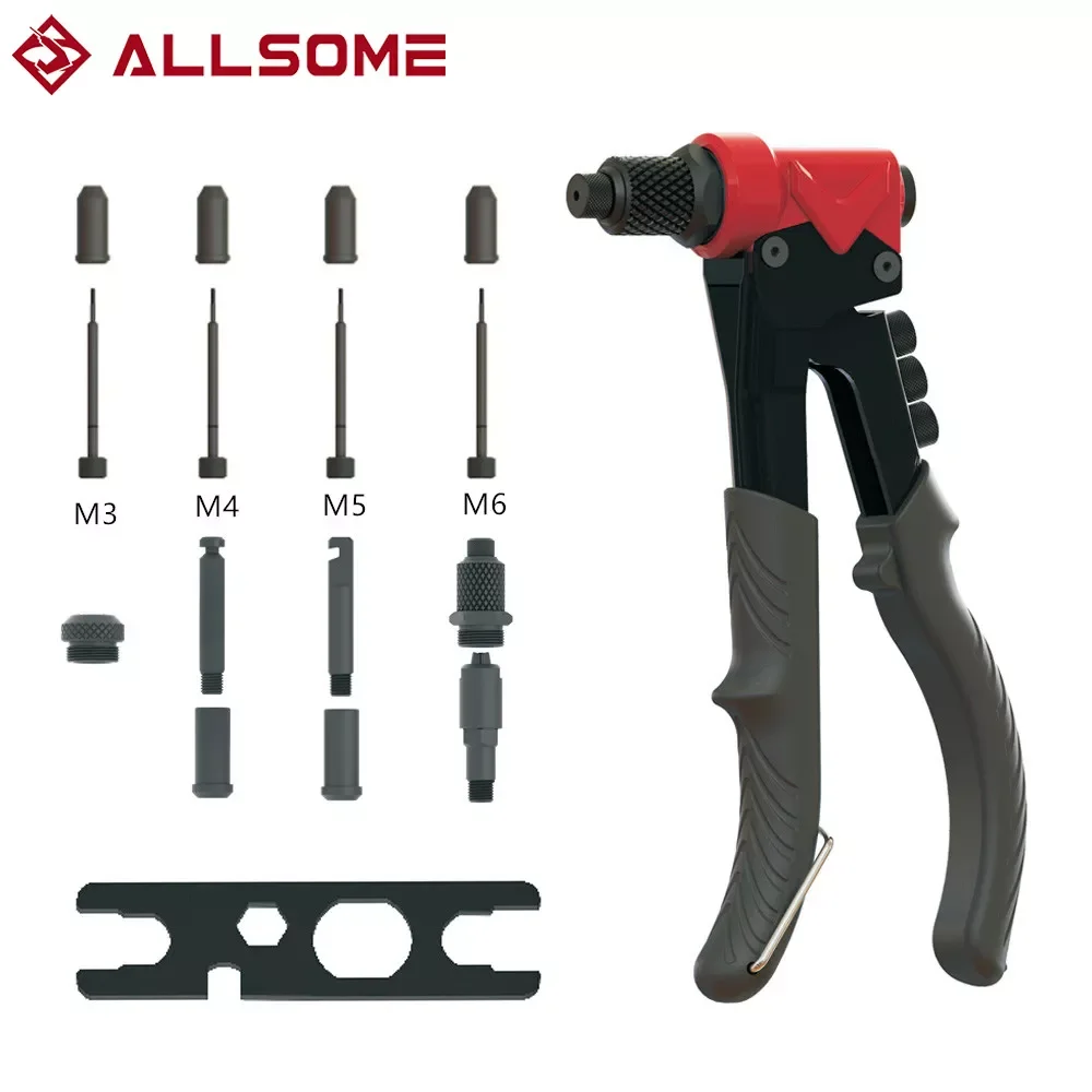 ALLSOME 3 in 1 rivet nut gun single manual labor-saving manual core pulling gun rivet pulling