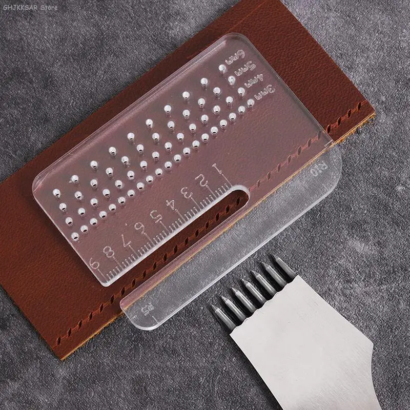 Multi-functional 4mm Thickened Puller Acrylic Rounded Cutting Distance Ruler Transparent Hitting Auxiliary Manual Leather Tool leather craft tool kit leather craft tool leather craft tools leather tools