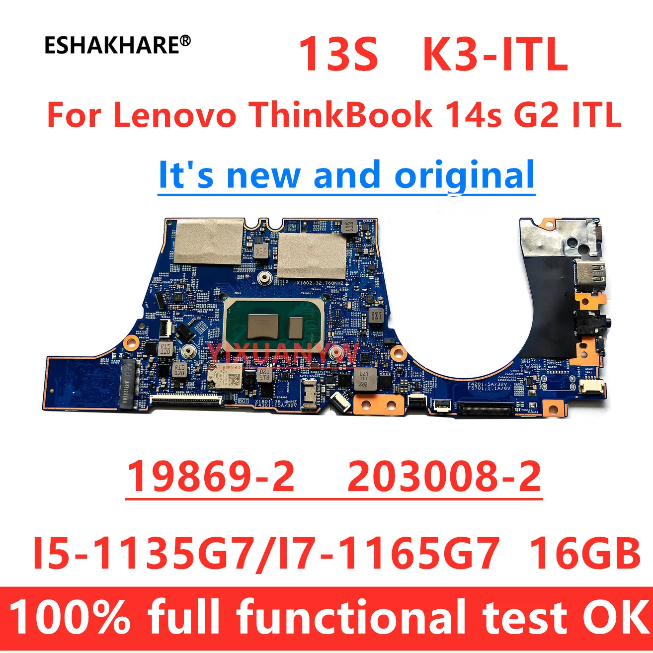 

LV550 19869-2 Mainboard For Lenovo ThinkBook 13S K3-ITL 14s G2 ITL Laptop Motherboard with I5-1135G7 I7-1165G7 16GB 100% TEST OK