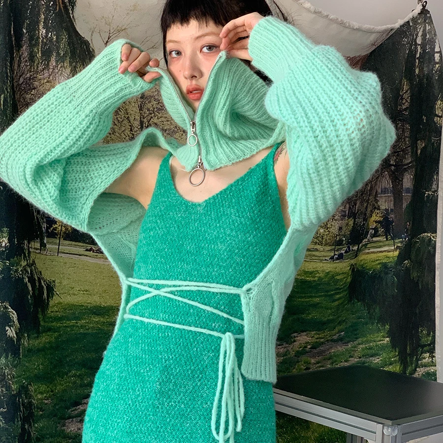 

Designer Ladies Fashion Bandage Hollow Knit Sweater Open Back Retro Long Sleeve Sweater Female Pullover Chic Top 2022 Spring New