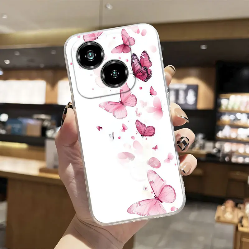 Luxury Clear Shockproof Silicone Soft Phone Case with Marble Floral Print