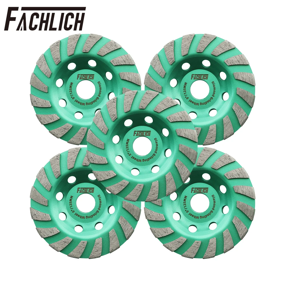 FACHLICH 5pcs Diamond Grinding Cup Wheel 100/115/125mm Sanding Disc Concrete Granite Brick Marble Angle Grinder Masonry Tool shdiatool 2pcs diameter 5 125mm diamond turbo row grinding cup wheel concrete masonry grinding disc granite grinding wheel