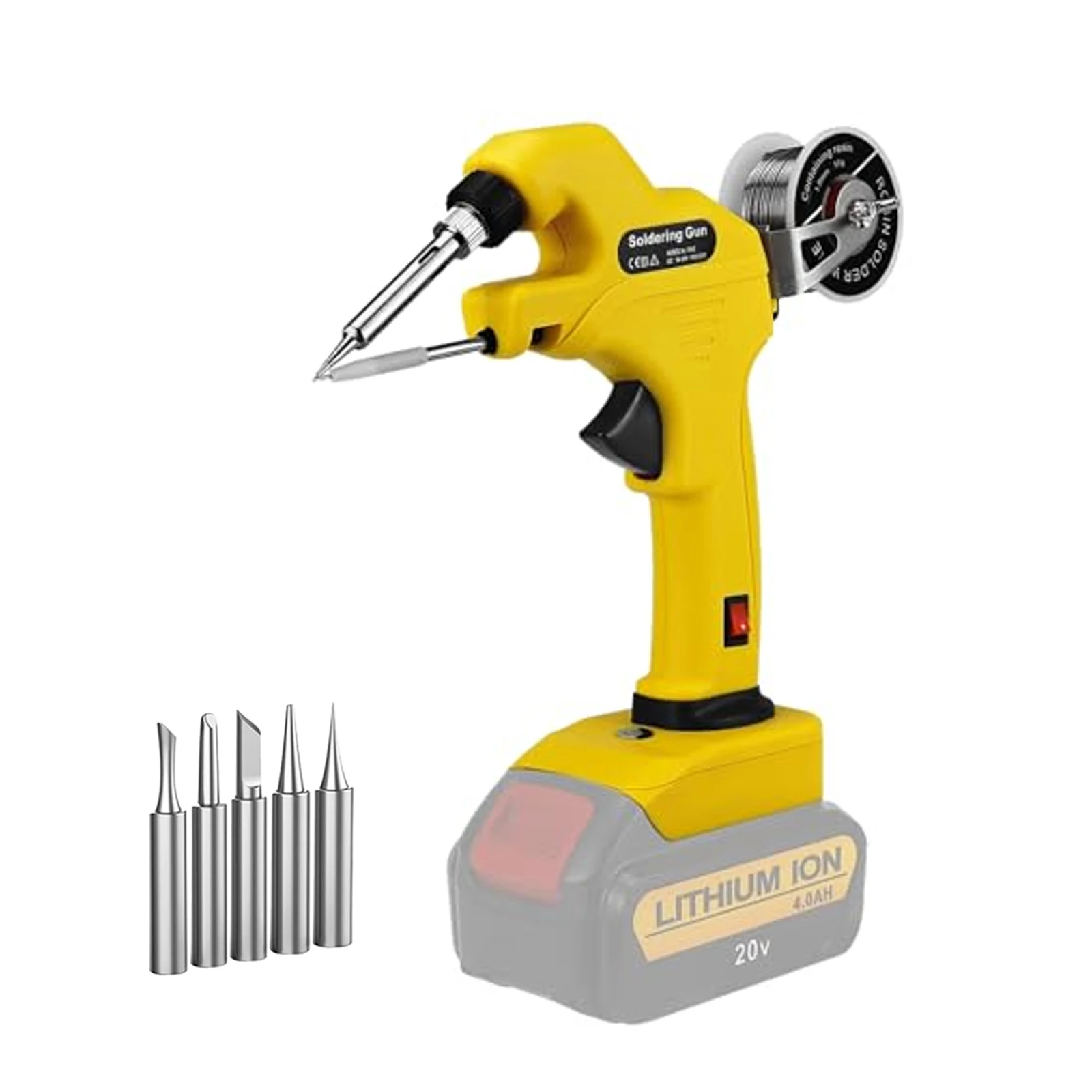 Saldatore Cordless Da 30W Per Batteria Dewalt 20V Kit Pistola Per Saldatura Ad Alimentazione Automatica Con Punte Per Saldatura Da 5 Pezzi (Senza Batt