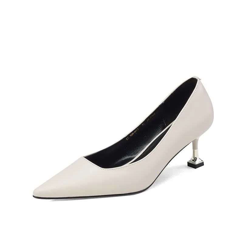

Women 6cm High Heels New 2023 Spring Black Brown Beige Pointed Toe Pumps Elegant Ladies Party Shoes Women Kitten Heels