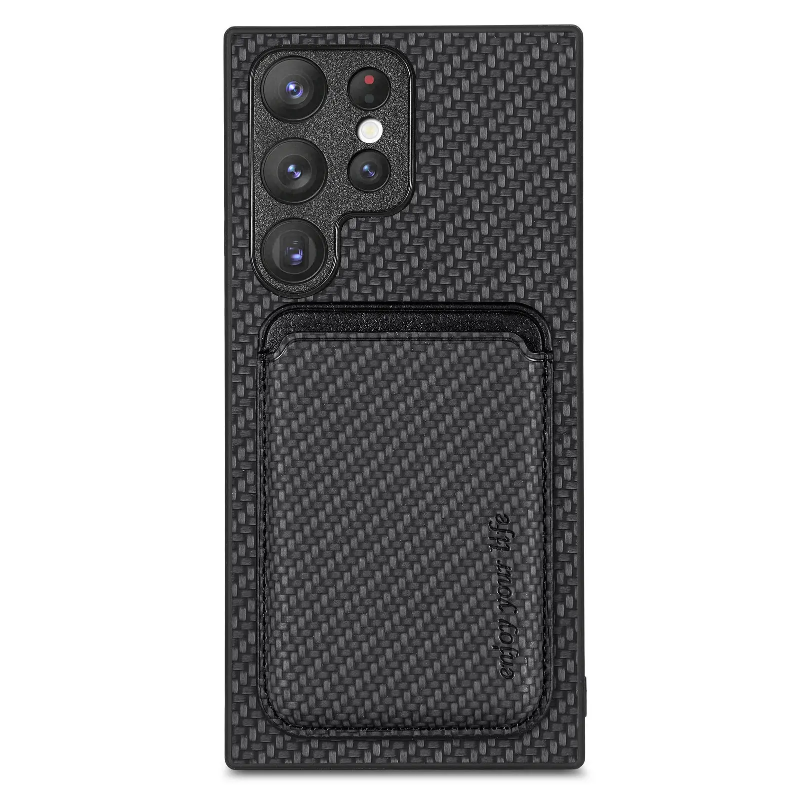 Carbon Fiber Style PU Leather MagSafe Back Cover