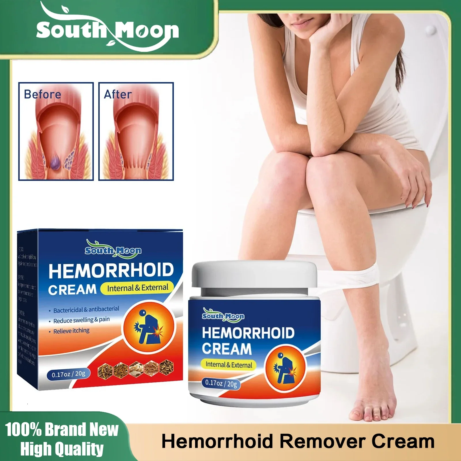 Hemorrhoid Remover Cream Treatment Mixed Hemorrhoids Anal Pain Relief Eliminate Meat Ball Antibacterial Hemorrhoids Ointment 20g