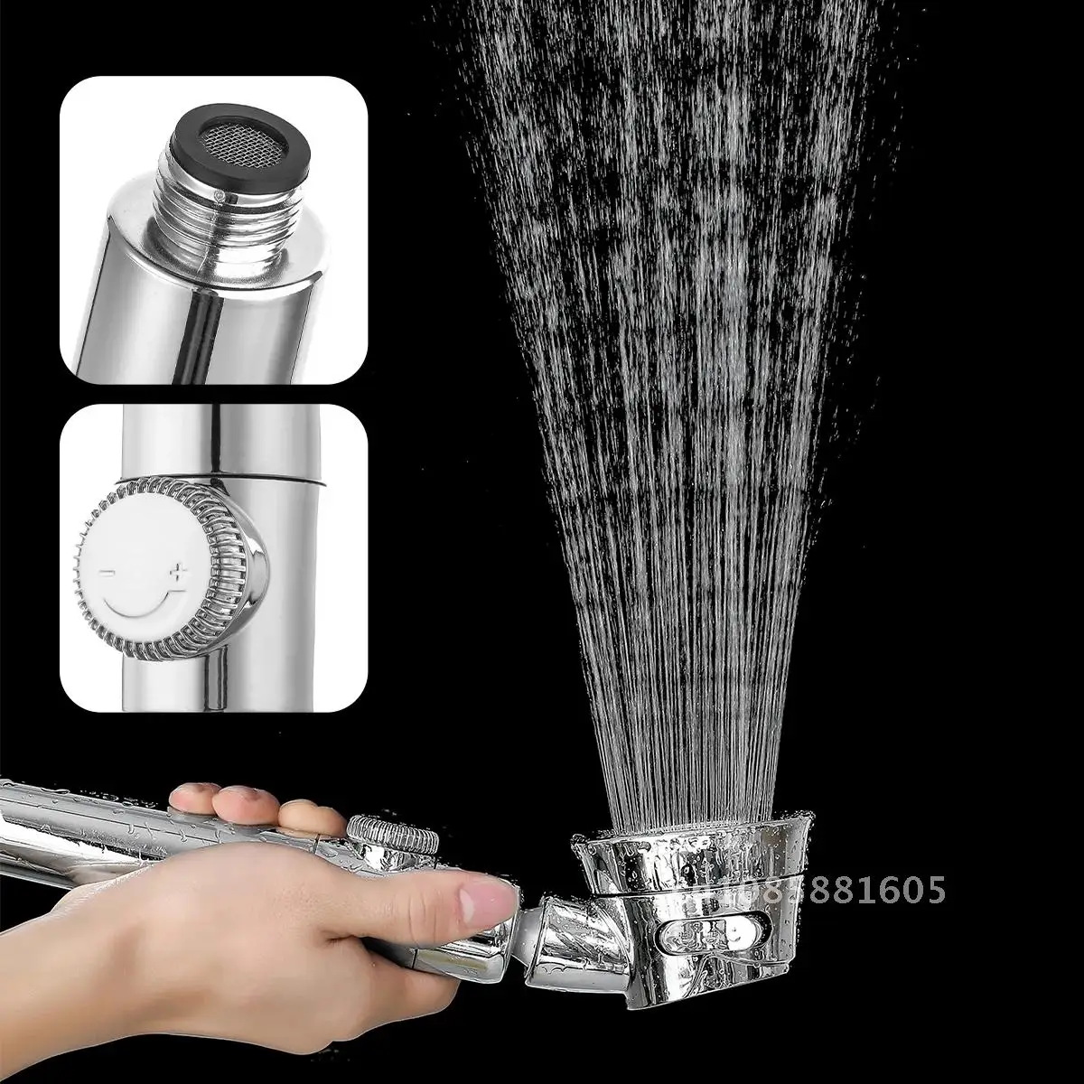 

High Pressure Pressurized Shower Head Water Saving Perforated Free Bracket Hose Adjustable Bathroom Accessories Set