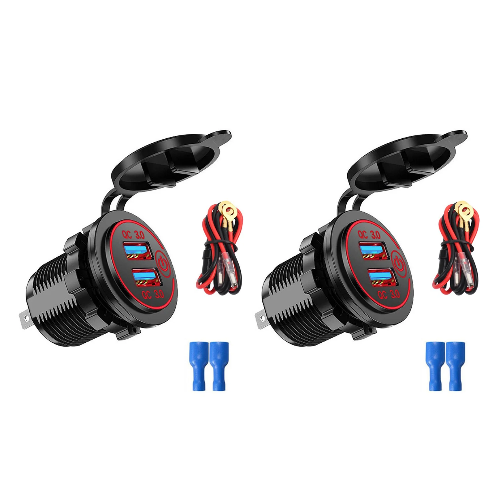 

2 шт., автомобильное зарядное устройство с двумя USB-портами, 12 В/24 В