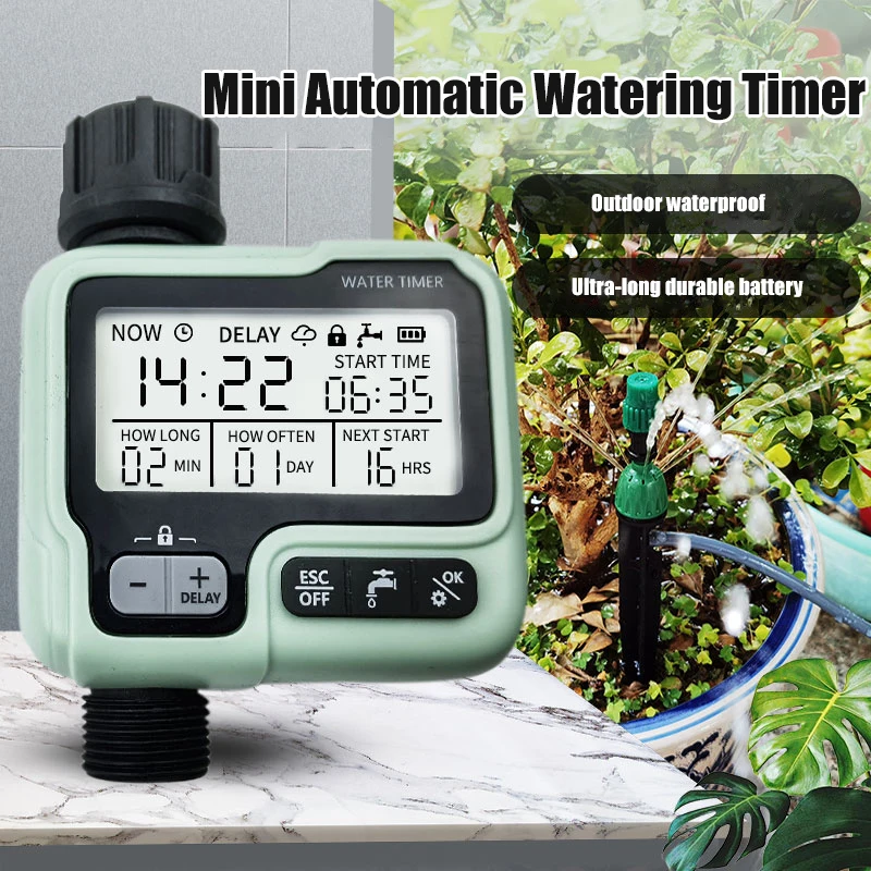 

Programmable Digital Hose Faucet Timer Automatic Watering Irrigation Controller Battery Operated Sprinkler System with 2 Outlet
