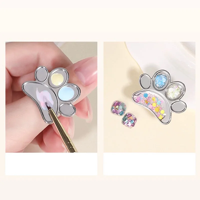 Nail Art Color Palette Mixing Ring for Mixing UV Gel Painting Tray Manicure Tools Cute Footprint Design