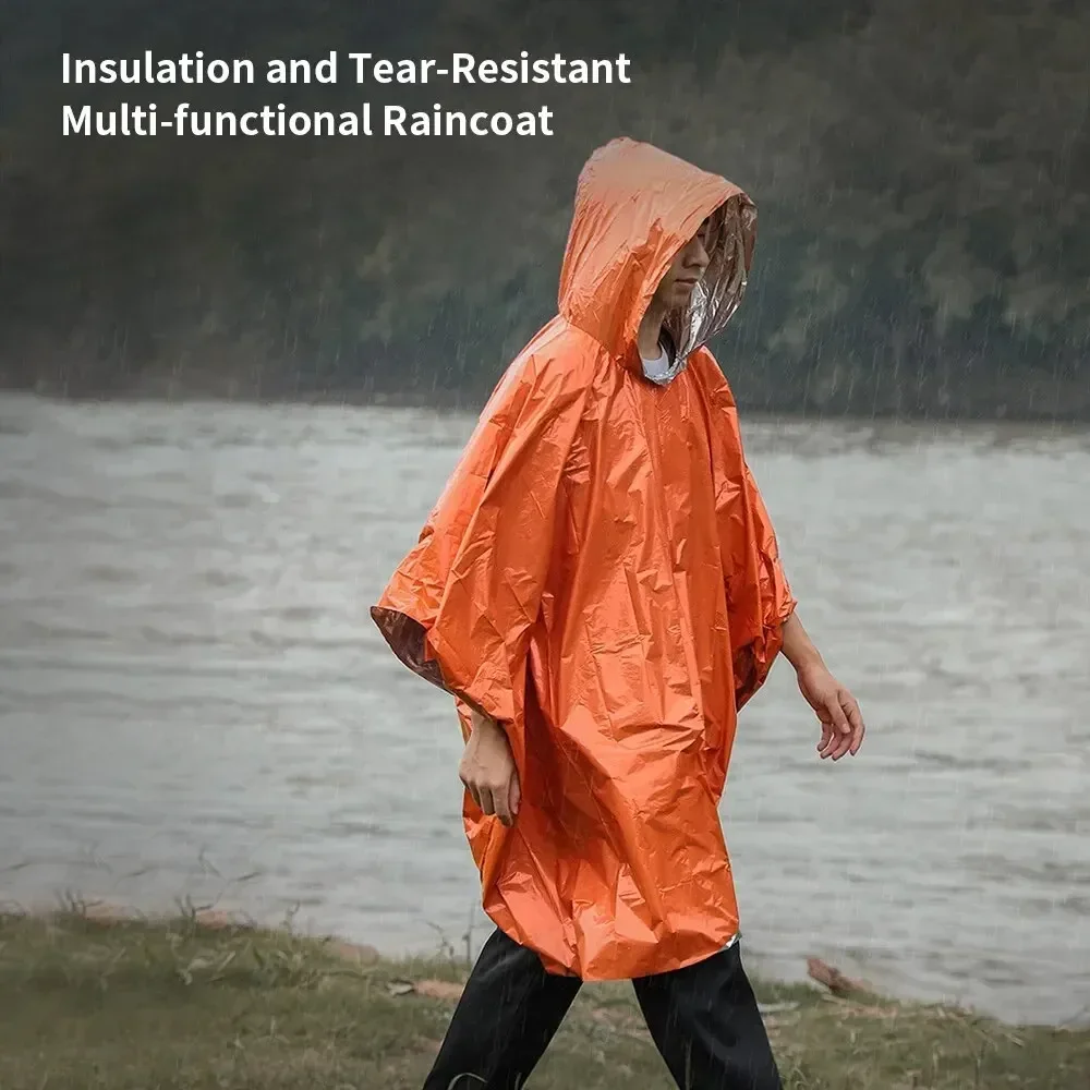 Camping raincoat, outdoor multifunction waterproof survival emergency reflective