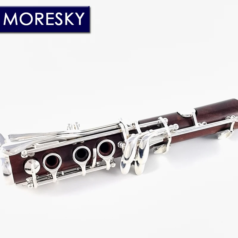 MORESKY Clarinet Bb Red Wood Clarinet Silver plated17 Keys Mopane Sib Klarnet M66