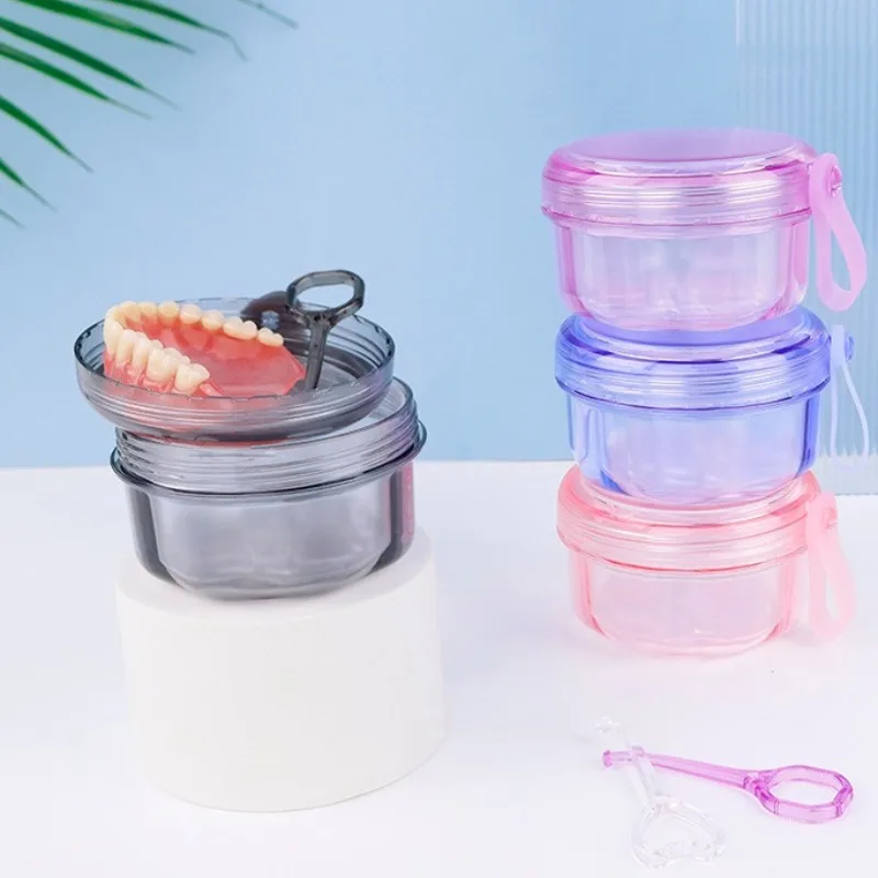 Portable Leakproof Denture Bath Case Organizer Soaking Cup for False Teeth Holder Pill Cases Empty Box